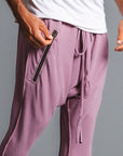 Male modeling Dusty Rose colored pants