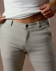 male modeling silver elemental pants