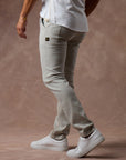 male modeling silver elemental pants