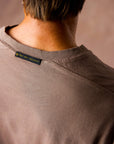 male modeling taupe boxy tee
