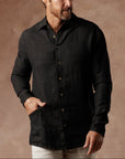 Aer Linen Shirt in Black Onyx — European Flax Linen shirt — look 3 │ One Golden Thread