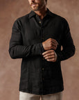 Aer Linen Shirt in Black Onyx — European Flax Linen shirt — look 4 │ One Golden Thread