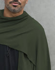 Male modeling green nature fleece scarf