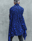 man modeling blue fibonacci pattern nature wrap