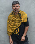 man modeling gold fibonacci pattern nature wrap