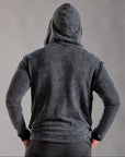 male modeling dark mineral hoodie