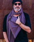 Man modeling lavender fleece scarf