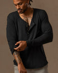 Tree Scoop Henley in Black Onyx — TreeSilk henley │ One Golden Thread