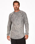 Male modeling mineral wash long sleeve raglan