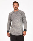 Male modeling mineral wash long sleeve raglan