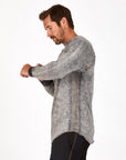 Male modeling mineral wash long sleeve raglan