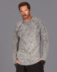 Male modeling mineral wash long sleeve raglan