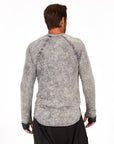 Male modeling mineral wash long sleeve raglan