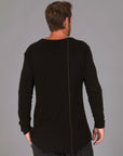 Man modeling a long sleeve crew shirt in black