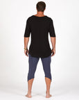 Male modeling Charcoal Blue yogo mid shorts