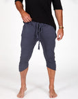 Male modeling Charcoal Blue yogo mid shorts