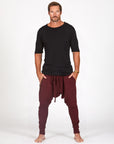 Male modeling Bordeaux colored pants
