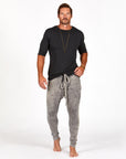 Male modeling Grey Mineral colored pants