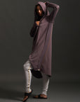 Woman modeling lavender aion duster
