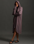Woman modeling lavender aion duster