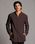 man modeling brazen shacket