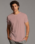 Male modeling terracotta elemental tee
