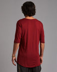 Male modeling a Merlot Red V Neck Tree Shirt