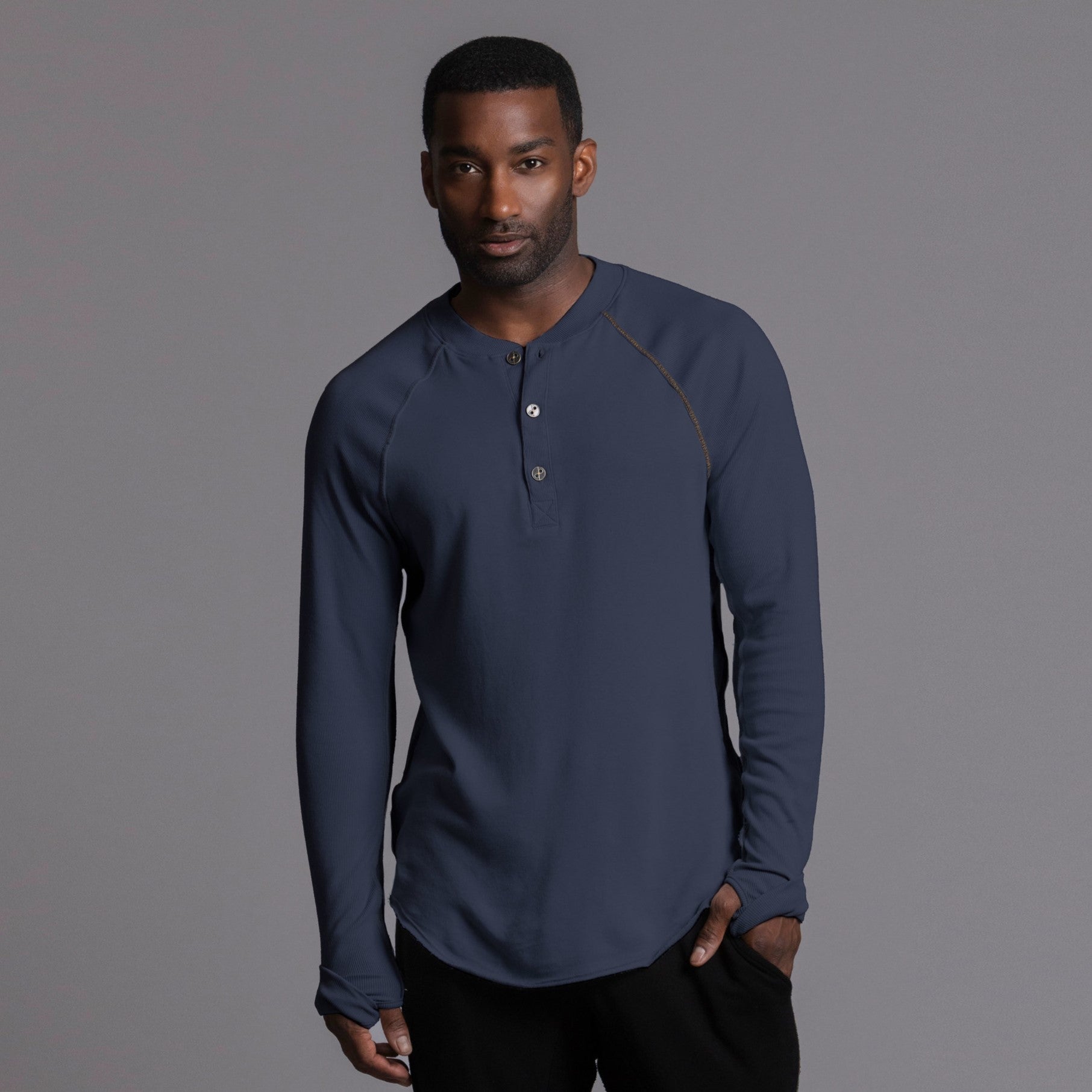 The Plush Ribbed Henley – One Golden Thread