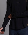 The Plush Ribbed Henley / Black Onyx