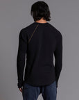 The Plush Ribbed Henley / Black Onyx