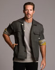 Male modeling smoke axis jacket