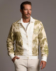 Male modeling white axis jacket
