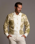 Male modeling white axis jacket