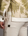 Male modeling white axis jacket