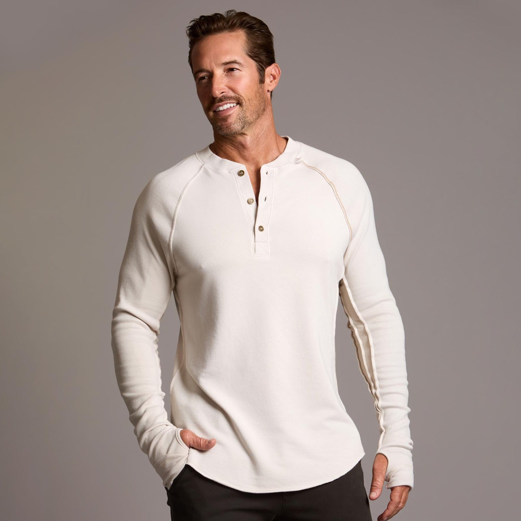 新品　グッドグリーフ  HENLEY RIB KNIT TOP ホワイト GOOD GRIEF!/グッド グリーフ】 HENRY RIB KNIT TOP（ニット／セーター
