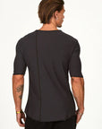 Male modeling slate crew neck shirt