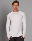 Male modeling silver long sleeve raglan