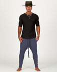 Male modeling Charcoal Blue colored pants