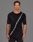 Male modeling light bolt crew neck shirt