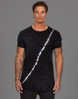 Male modeling light bolt crew neck shirt