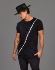 Male modeling light bolt crew neck shirt