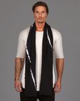Male modeling Midnight bolt fleece scarf