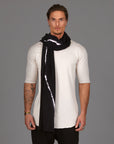 Male modeling Midnight bolt fleece scarf
