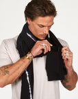 Male modeling Midnight bolt fleece scarf