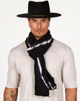 Male modeling Midnight bolt fleece scarf