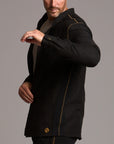 Male modeling Shacket in Black
