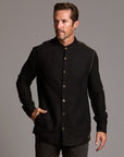 Male modeling Shacket in Black