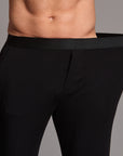 Male modeling the black tree silk pant