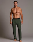 man modeling urban forest treesilk pants