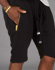 A man modeling black milanos mid shorts
